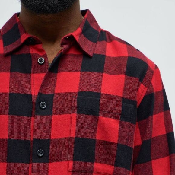 Flannel Button Down Long Sleeve Shirt -Q - Picture 5 of 7